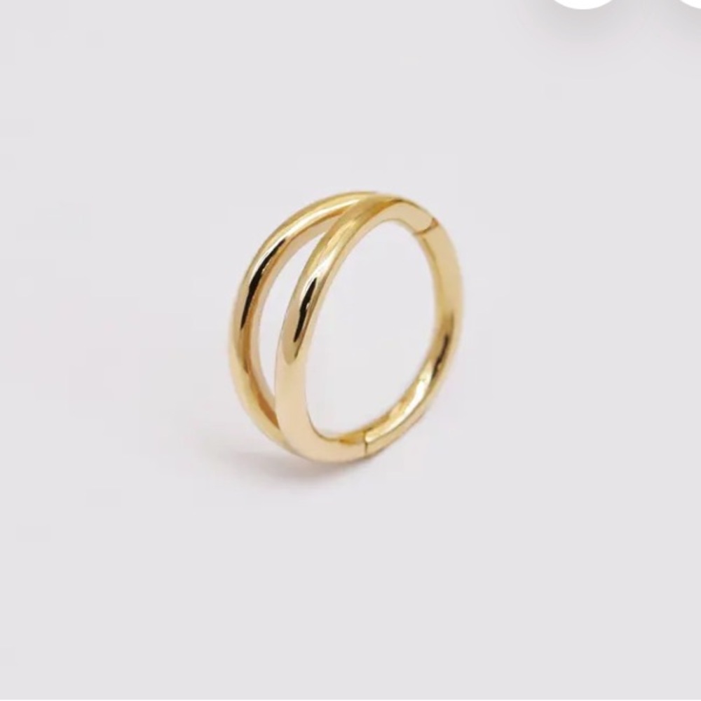 14K gold double hoop septum ring